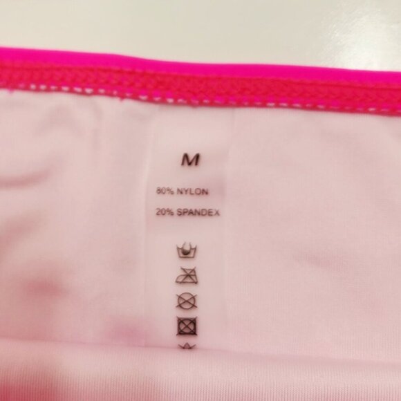 Pink High-Waisted Bikini Set Strappy Tankini Top  Ruched Bottoms Size M Swimsuit - Picture 3 of 5